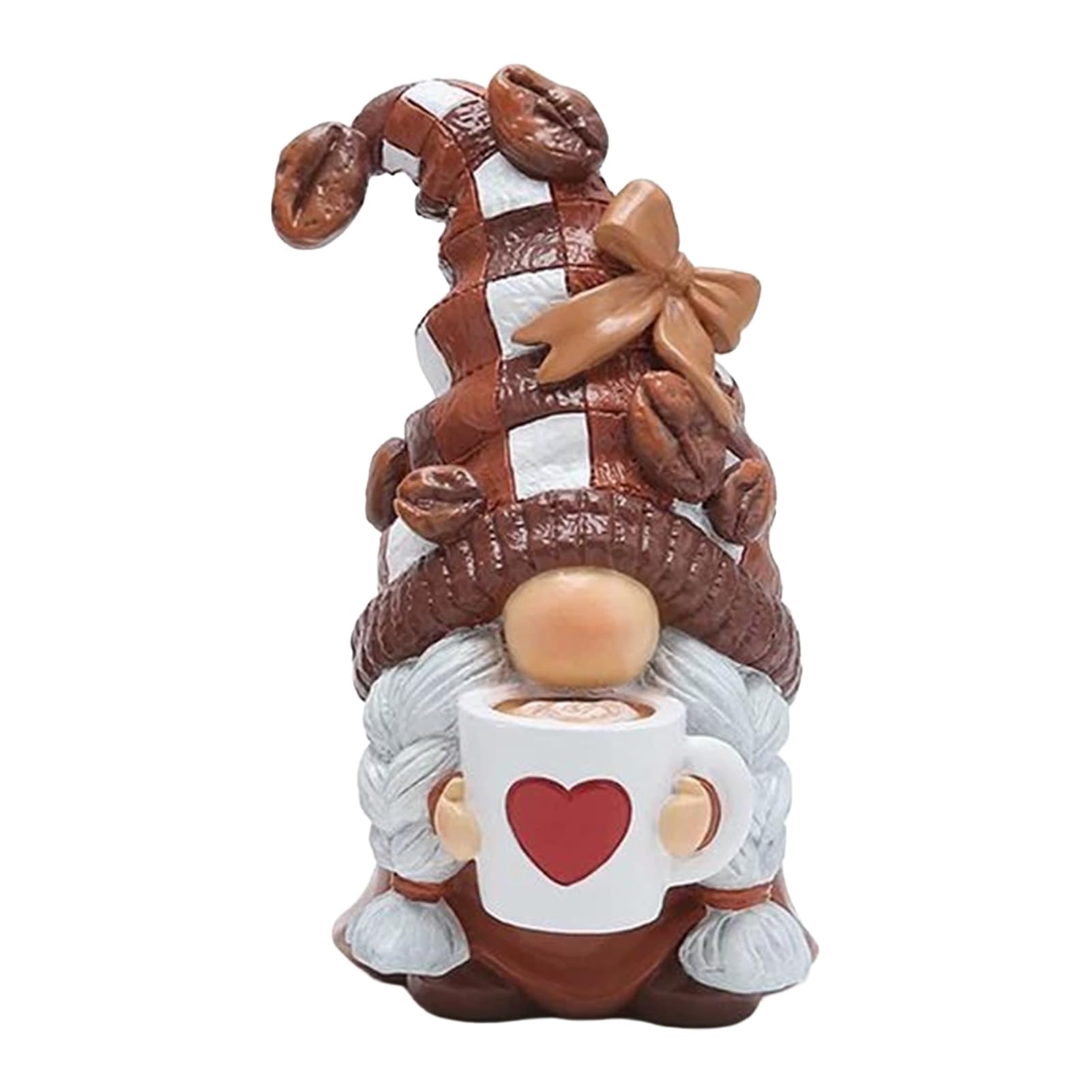 pidodou Handmade Resin Coffee Drinking Gnome Figurine with Coffee Mug, Dwarf Statue Decor