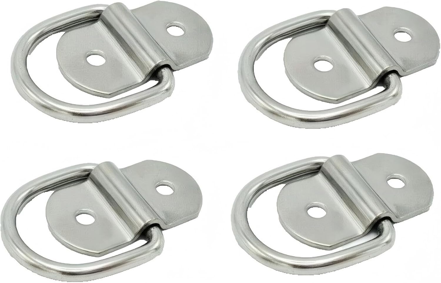 SR10-L4 4pcks Trailer Stainless Steel Tie Down Lashing Bolt-On D Rings - for Light-Duty Cargo Control and Lashing Applications - Trailer Bolt-On D-Ring - 1,000 lb Rated, 3/16" Thick D-Ring Loop