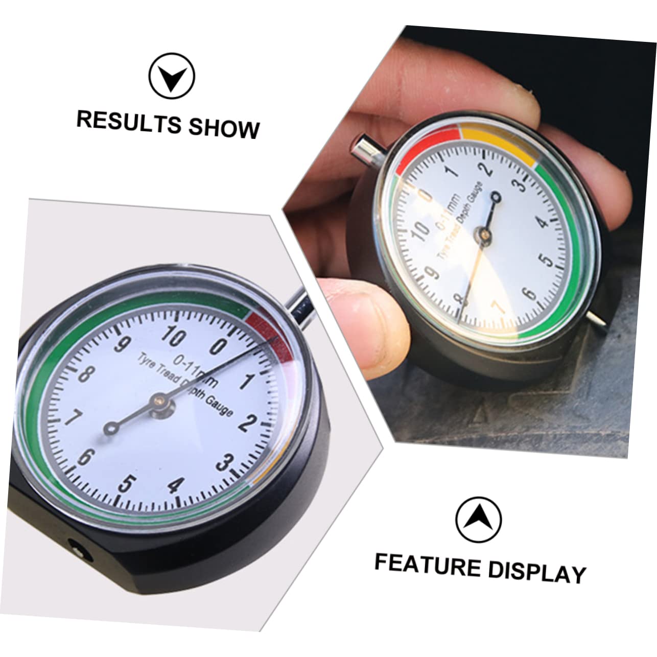 Amosfun 2pcs Digital Tire Tread Depth Gauge for Car Semi Truck Auto Tire Measure Device Casting Body Easy to Read and Operate
