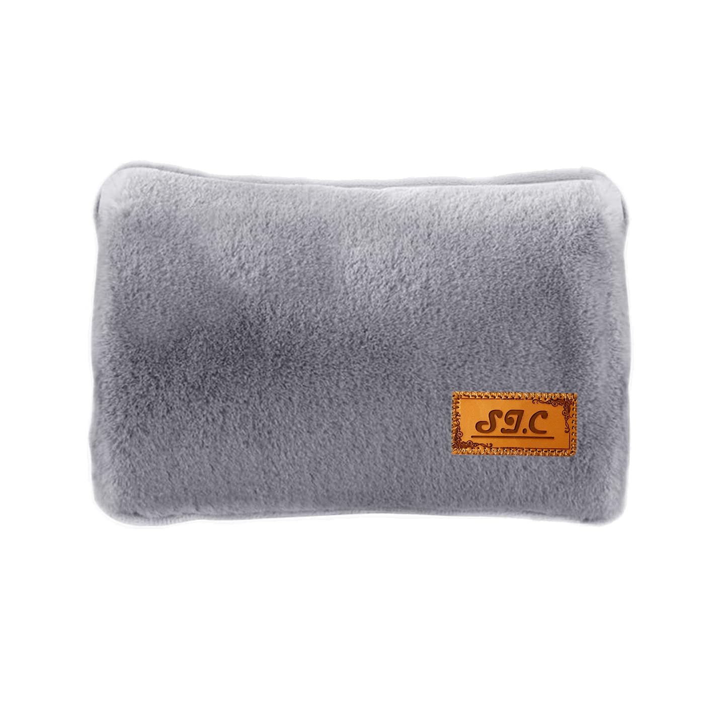 Borsa Acqua Calda Elettrica in Peluche; 500W, Scaldino Elettrico Scaldamani, Scalda Mani e Piedi in Casa, a Letto, per Giornate Fredde, Dolori Mestruali e Muscolari (Grigio)