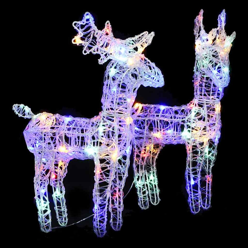 Renne natalizie a LED in acrilico con USB, multicolore, set da 2 pezzi
