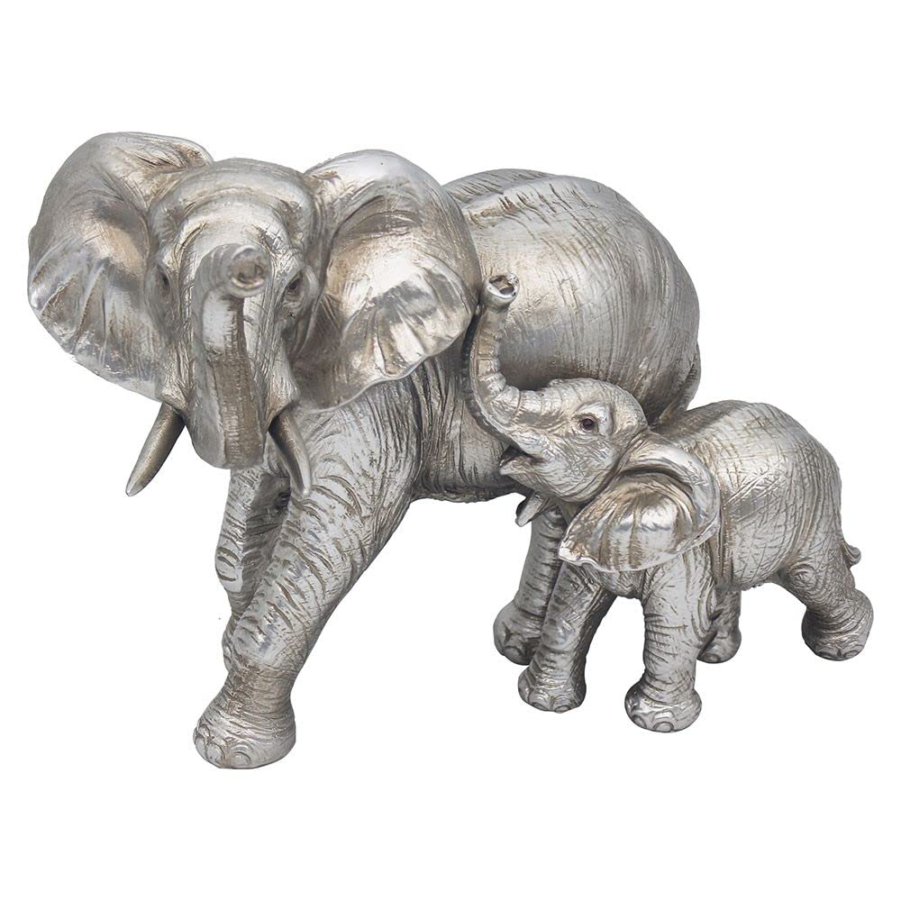 Lesser & Pavey Reflections Silver Elephant and Calf Standing