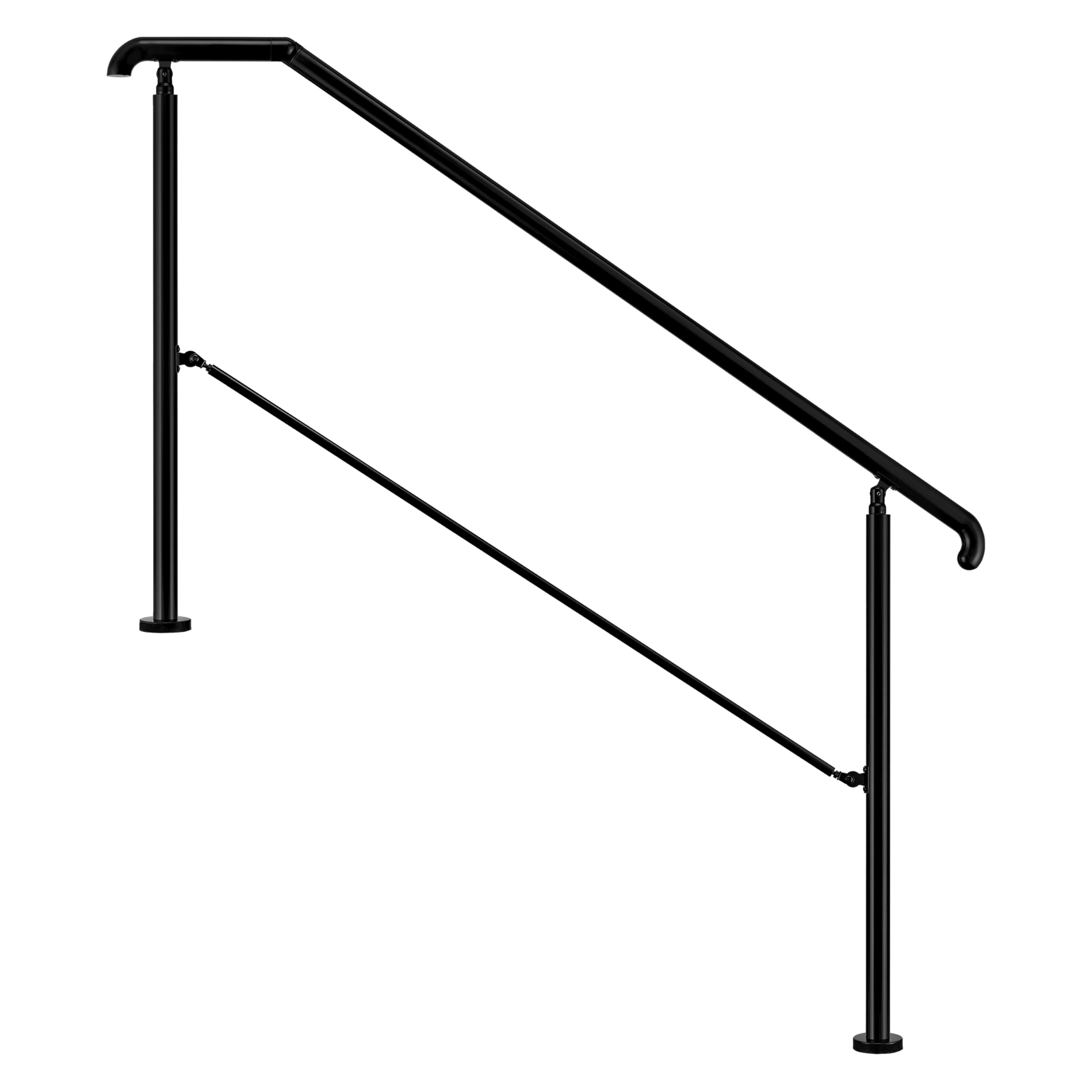 AICA Barandilla de escalera, Barandilla de entrada de acero inoxidable, ángulo de montaje ajustable, Barandilla para entradas, interior y exterior, Negro, 162x102 cm