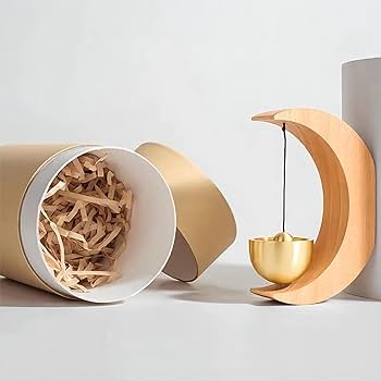 Amazon.co.jp: ドアベル マグネット 2個 原木製 月型 風鈴 月型