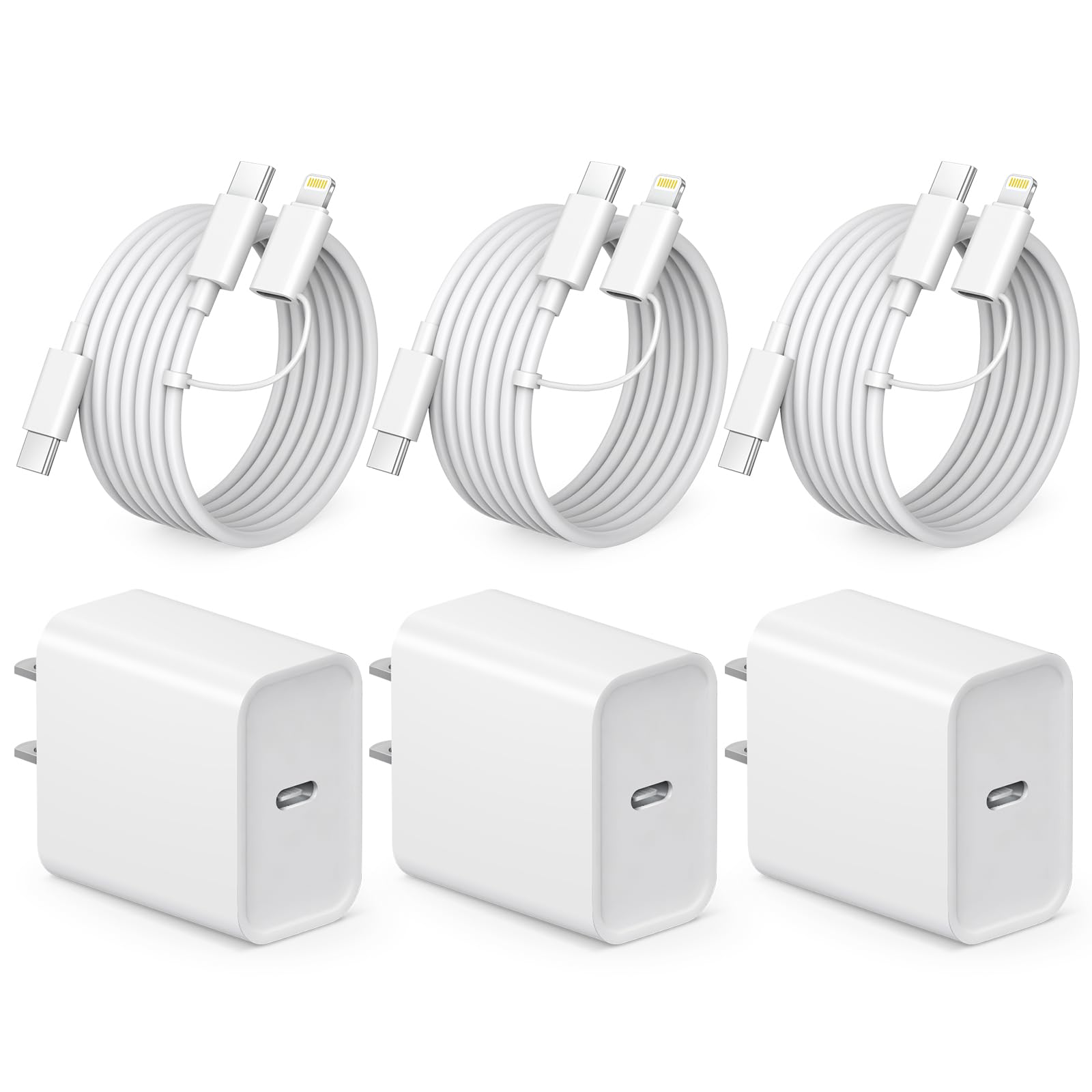 iPhone 17 16 15 Charger Fast Charging 3 Pack USB C Charger 6FT Lightning Cord & USB C Cable Type C Chargers Block for iPhone 17/17 Plus/17 Pro Max/Air