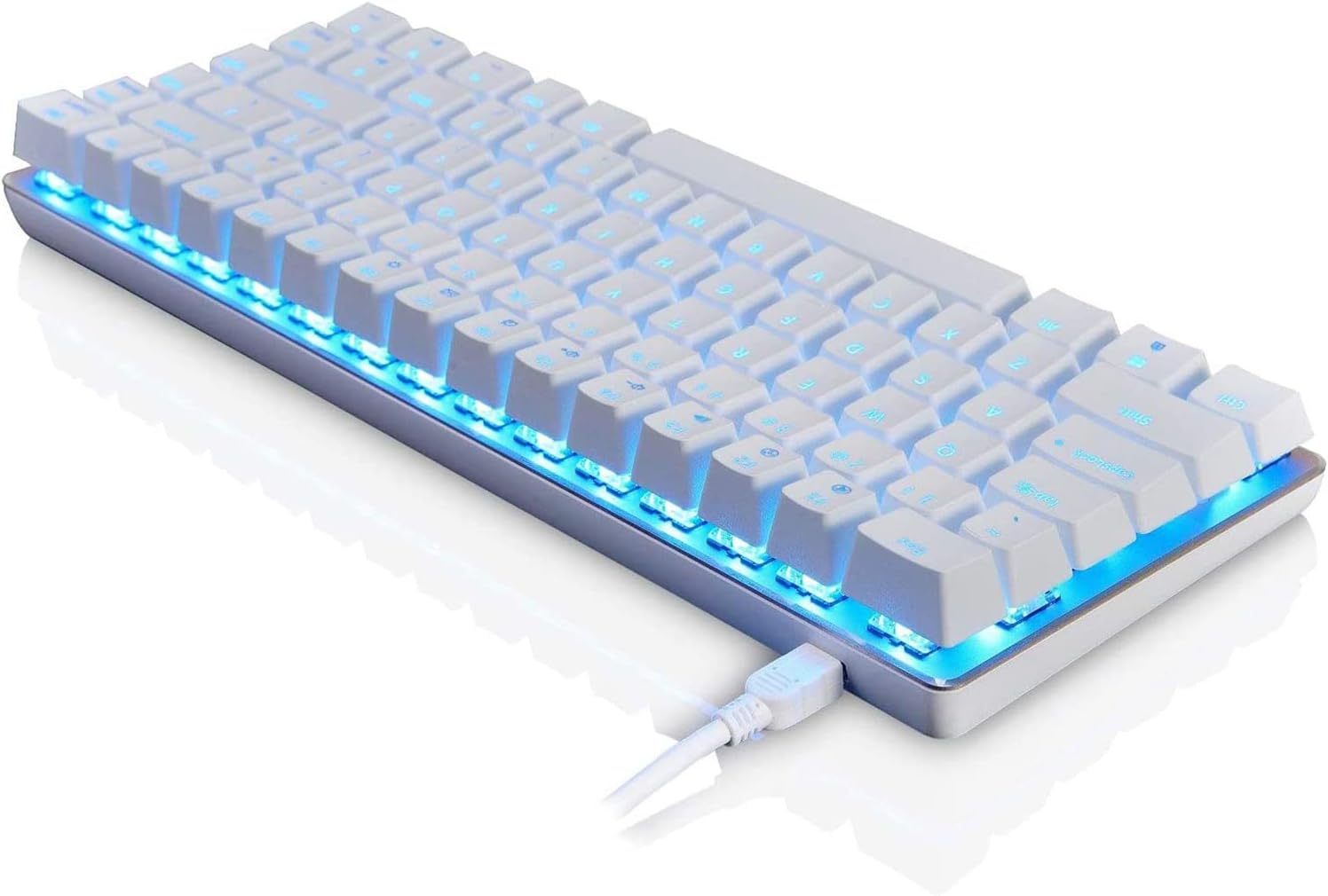 Promo Discount Up To 70% Off Gaming Mechanical Keyboard Wired USB Metal Mechanical Blue Switch Computer Gaming Keyboard with Blue LED Backlit for Computer Gamers (Blue Switch, White)