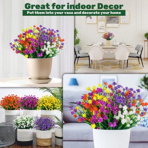 Image of Lnoicy Artificial Flowers for Outdoor,10pcs Plastic Flowers Decoration, Plants for Indoor Outside Garden Home Wedding Farmhouse(5 Color)