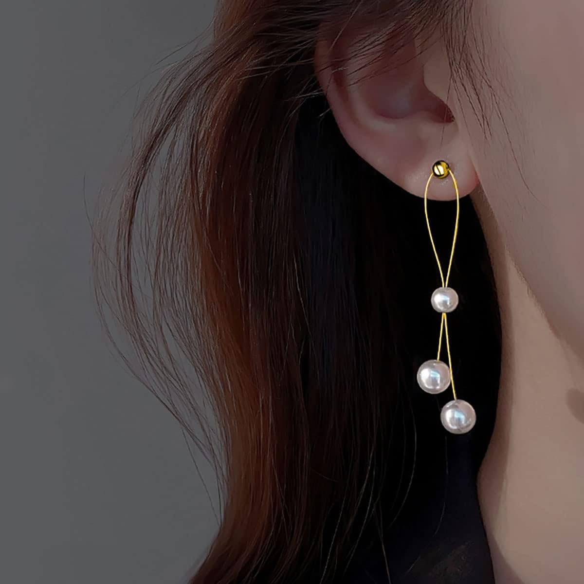 SLUYNZ Sterling Silver Pearls Dangle Earrings for Women Teens Wedding Pearls Dangle Earrings Long Tassel