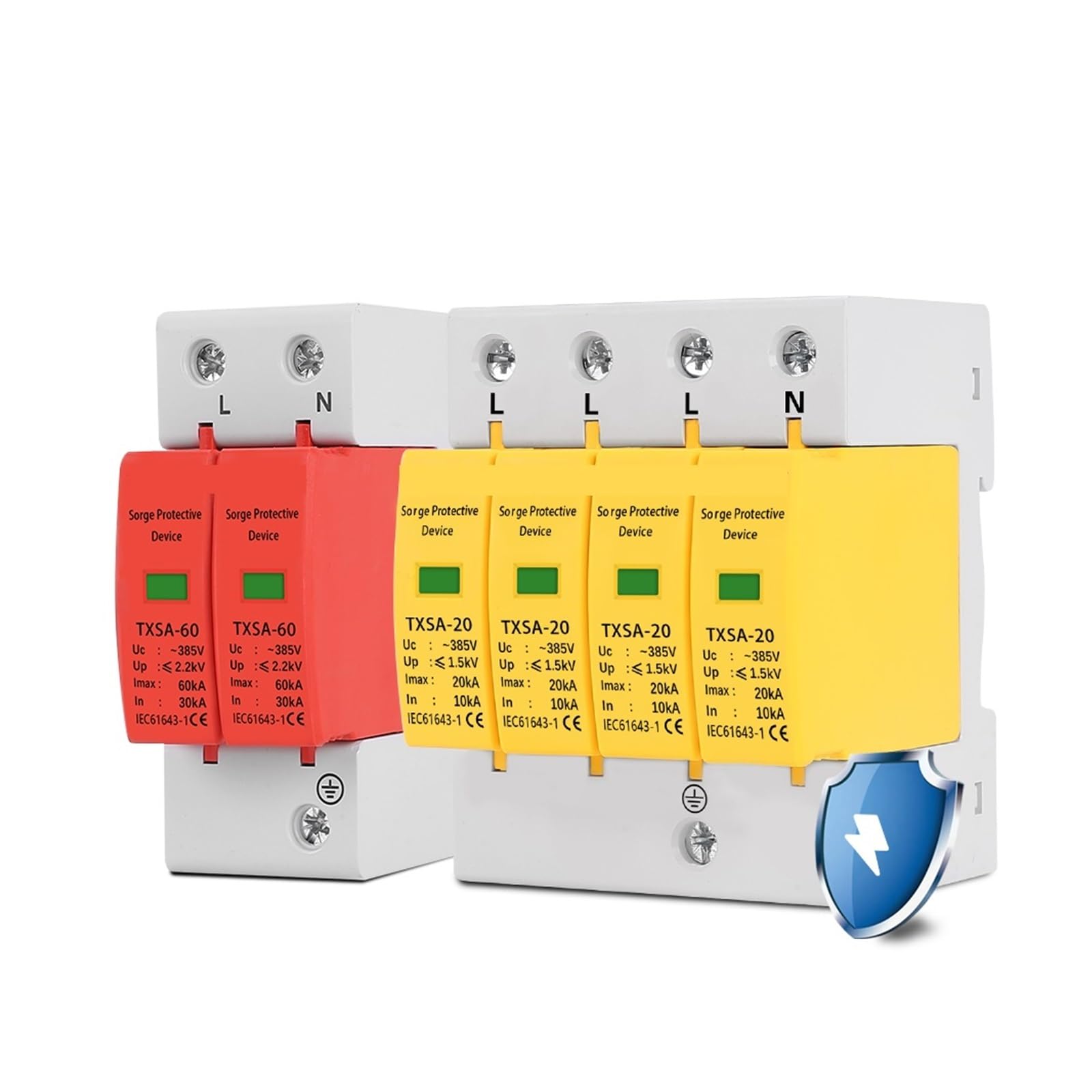 SPD 2P 4P Surge Protector Low Voltage AC Distribution Household Lightning Protection Device Arrester 20KA 40KA 60KA(2p,30-60kA)