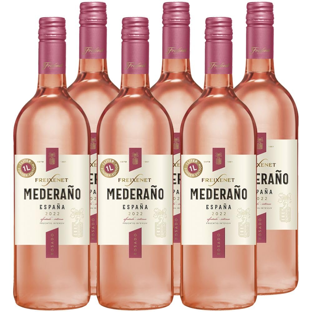 Freixenet Mederaño Rosado Spanischer Roséwein (6 x 1 l) - halbtrocken, frisch und fruchtig im Geschmack, geeignet als Aperitif, zu Gegrilltem oder zur Käseplatte