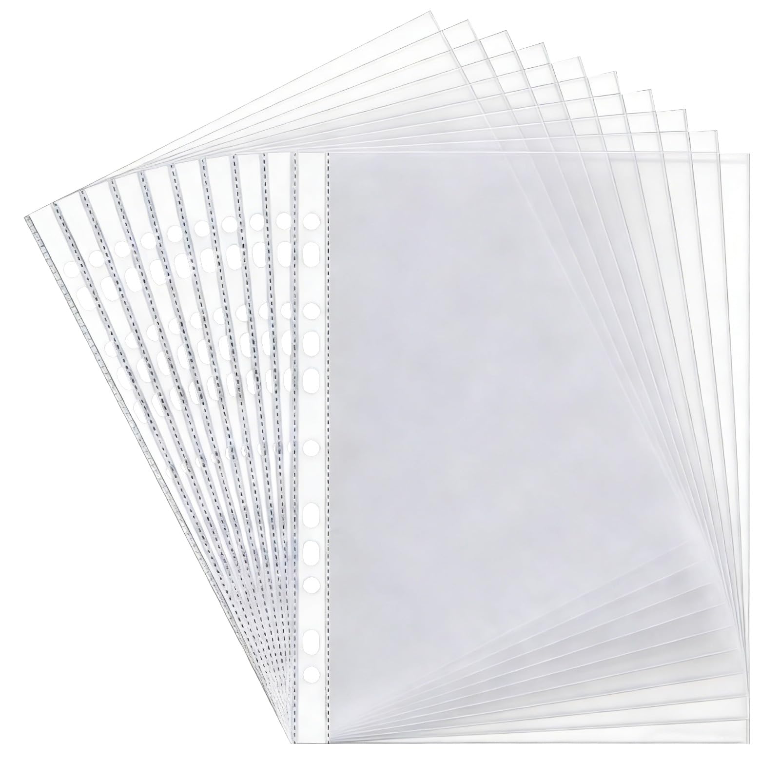 Buste Trasparenti A4 120µ Extra Spesse 100 Pezzi 11 Fori Apertura Superiore