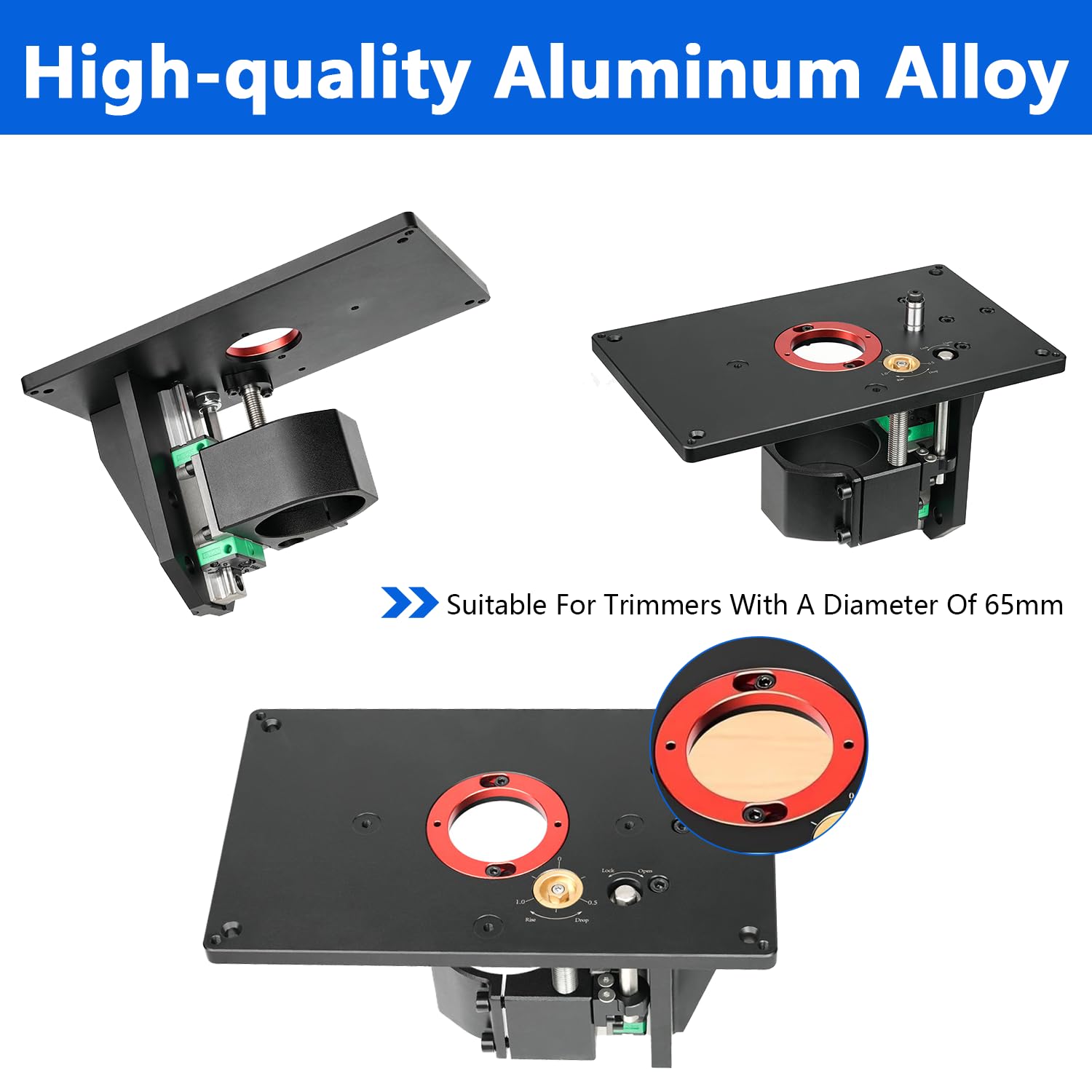 Invertierter Oberfräsentisch aus Aluminiumlegierung, Oberfräsenhebetisch Router Tisch Lift Kit, Trimmen Maschine Invertiert Hubtisch Frästisch für Holzbearbeitung, Kunststoffverarbeitung, Modellbau