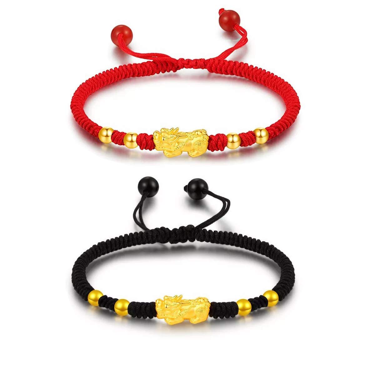 Vanski Feng Shui The Best Red String Bracelet with Golden Pi Xiu/Pi Yao Lucky Wealthy Amulet Bracelet