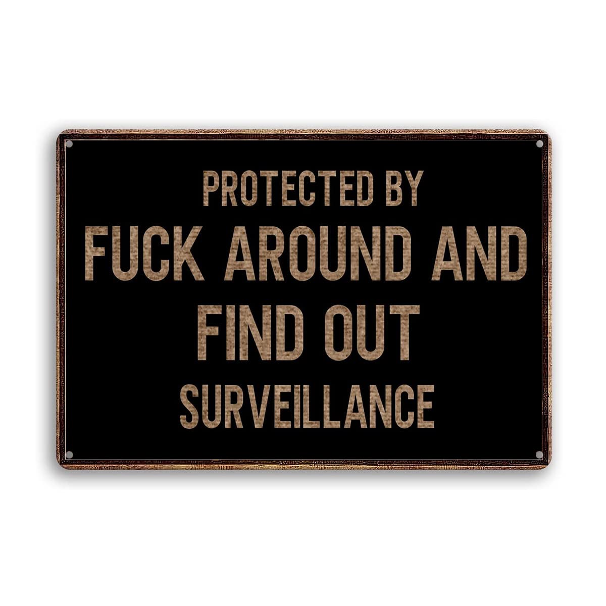 Novelty Metal Tin Sign 8"x12" Protected by Fuck Around and Find Out Surveillance Gifts Garden Decor Yard Signs Christmas Decor Farm Garage Bar Home Art Wall Sign Plaque