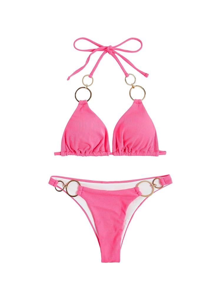 【theredthread】S bitter ring swimwear Amazon.com: GORGLITTER Women's Ring Swimsuit Triangle Halter