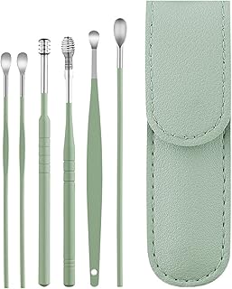 The Most Professional Ear Cleaning Master in 2023â€”Earwax Cleaner Tool Set, Ear Cleaner Earwax Removal Tool with Portable Keychain PU Leather Case (Green)