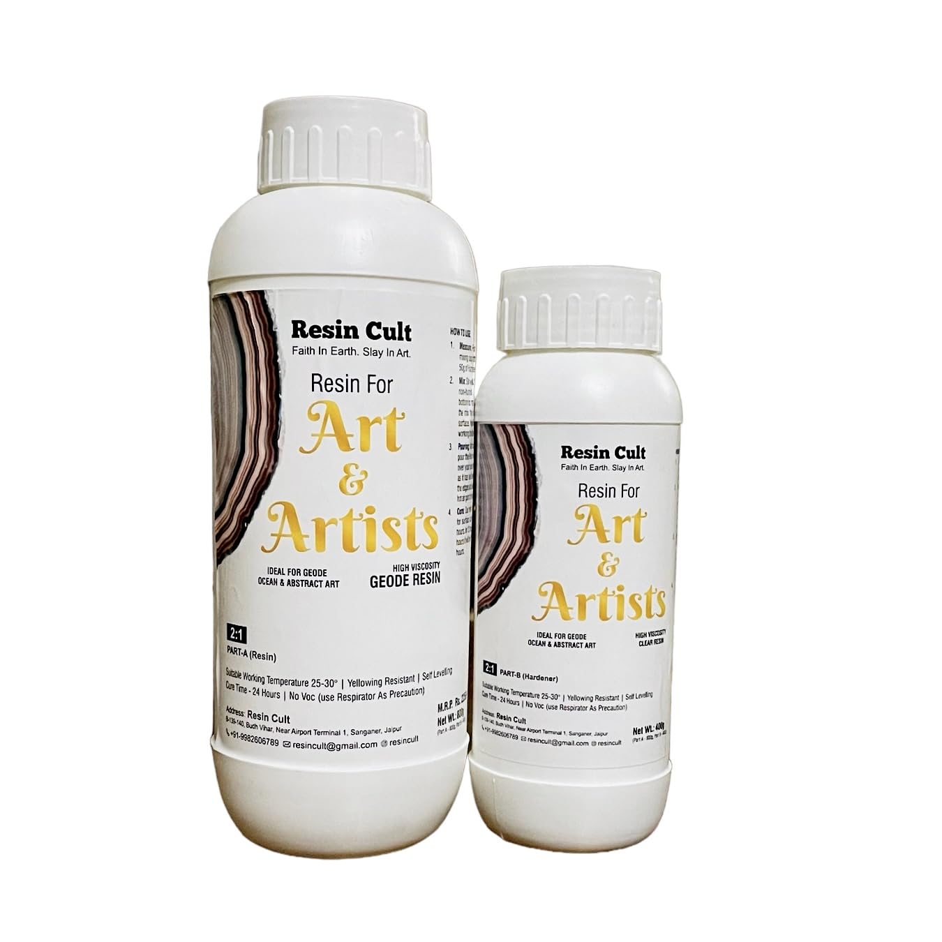 Resin Cult Geode resin 2:1 Crystal Clear Epoxy Resin Art Kit with Liquid Hardener Resin Art & Craft Material For Beginners Artists DIY Activities with High Gloss (1.2 KG)