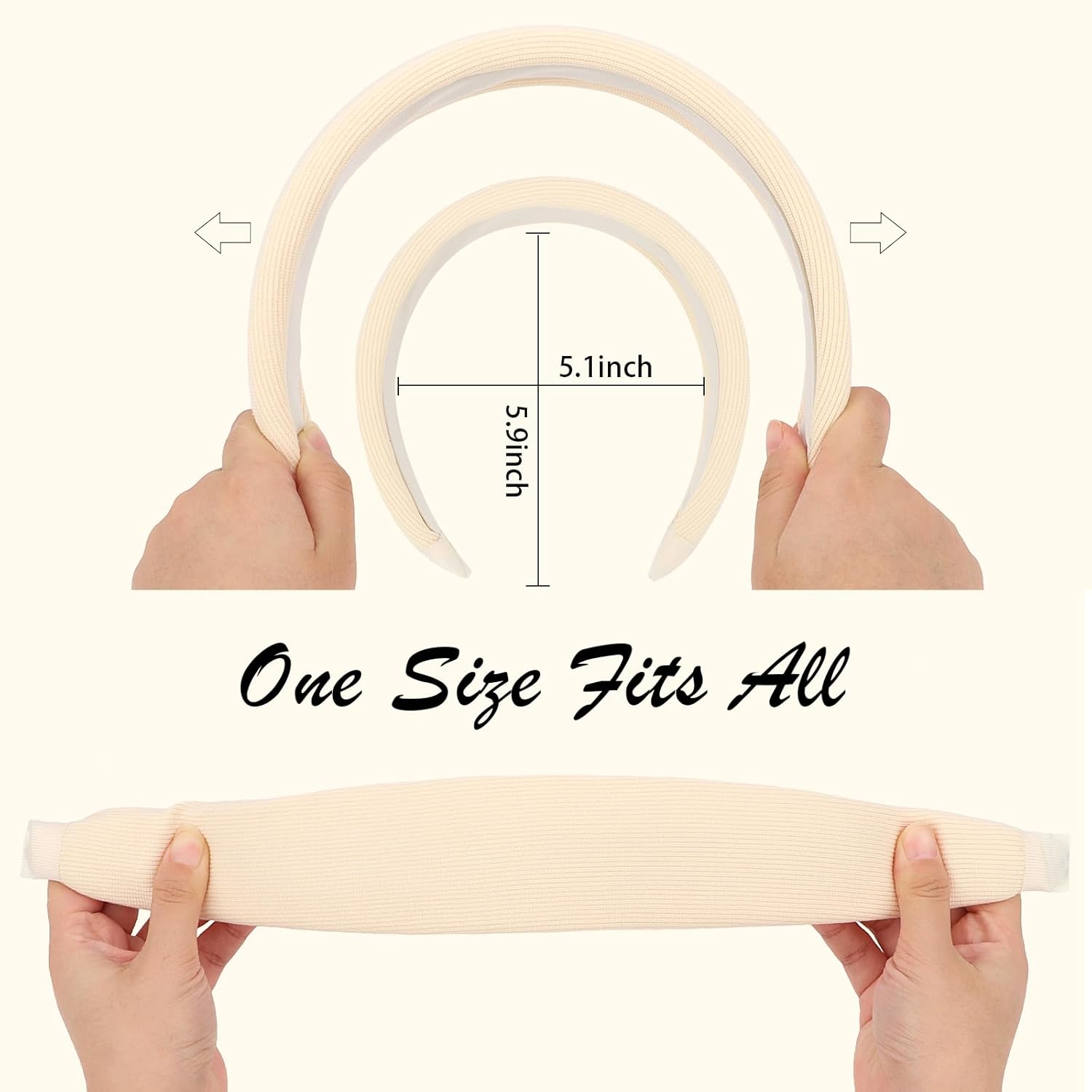 CURASA Beige Wide Headbands for Women Girls Non Slip Thick Head Bands Hairbands for Women's Hair Fashion Plain Headband Hair Accessories for Girls Women - Image 3