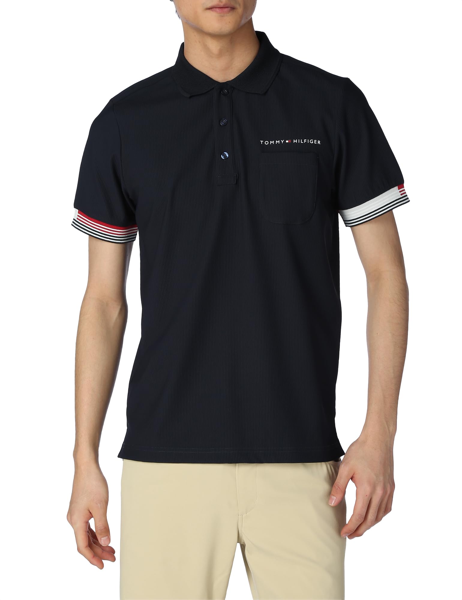 トミーヒルフィガーゴルフ ポロシャツ 襟付き 総柄 ゴルフウェア ネイビー トミー ヒルフィガー ゴルフ（TOMMY HILFIGER GOLF