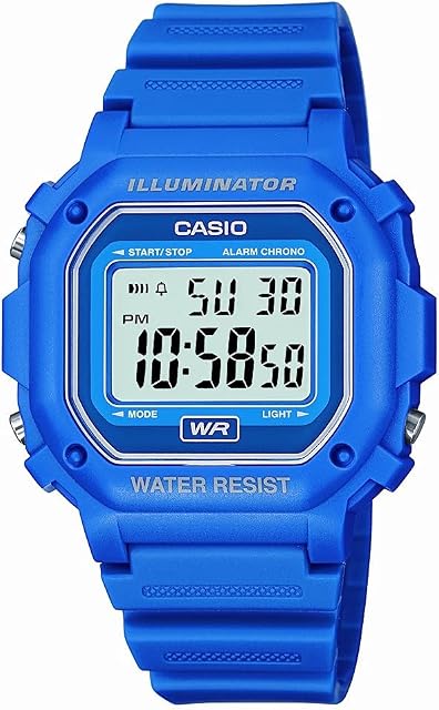 Casio F108WH Series | Montre numérique pour hommes LED Alarme journalière légère , 1/100 SEC chronomètre 3 Les mains (HR, Min. SEC) | Affichage de la date et du jour 7 Année Batterie
