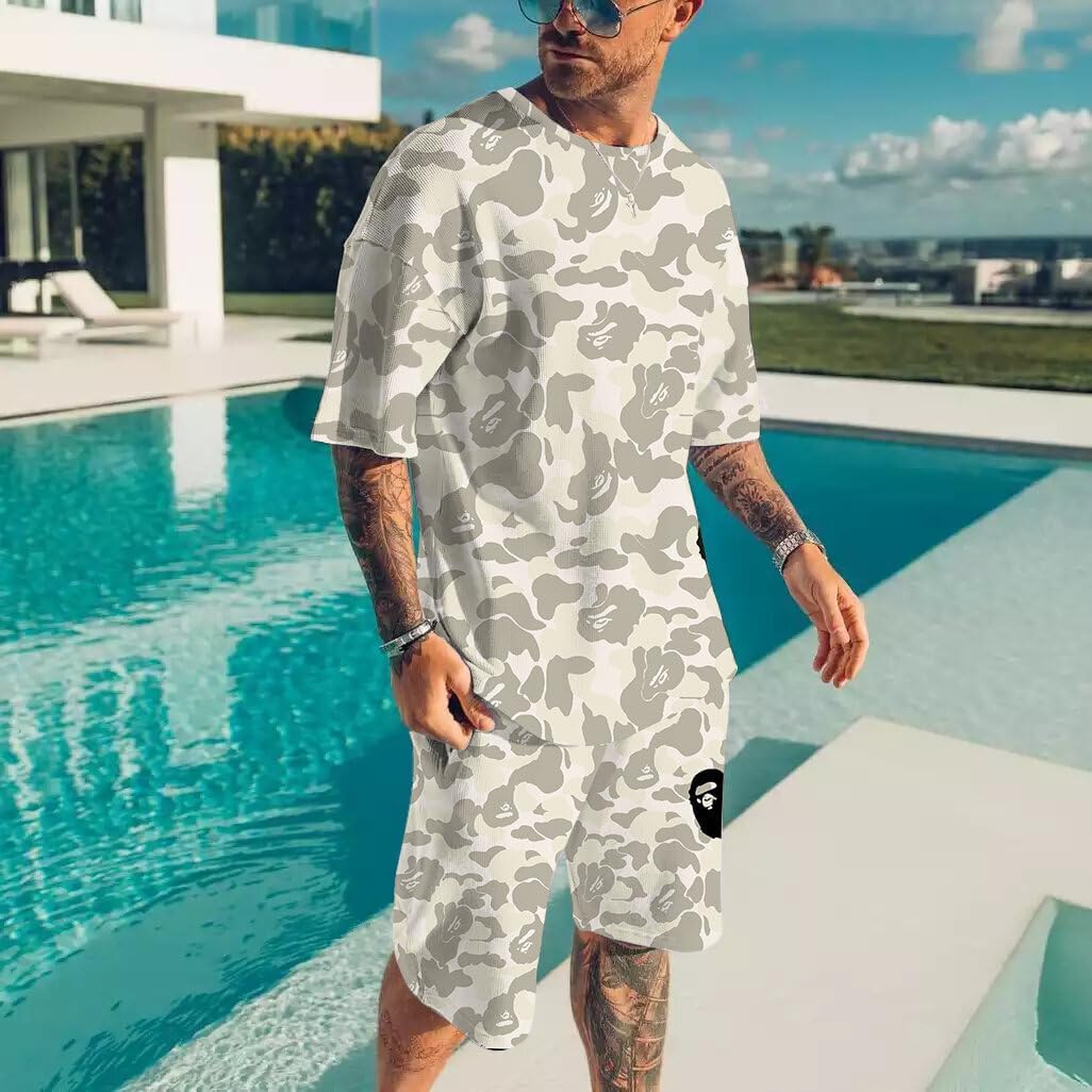Fashion Camo Shark Shirt and Pants Big Mouth Tracksuits Beach Pants Swim Trunks Suit for Men Women