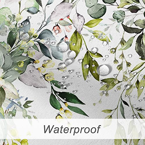 MIRRORANG Sage Green Eucalyptus Shower Curtain, Watercolor Leaf Plant with Floral Bathroom Curtains Hooks - Image 4