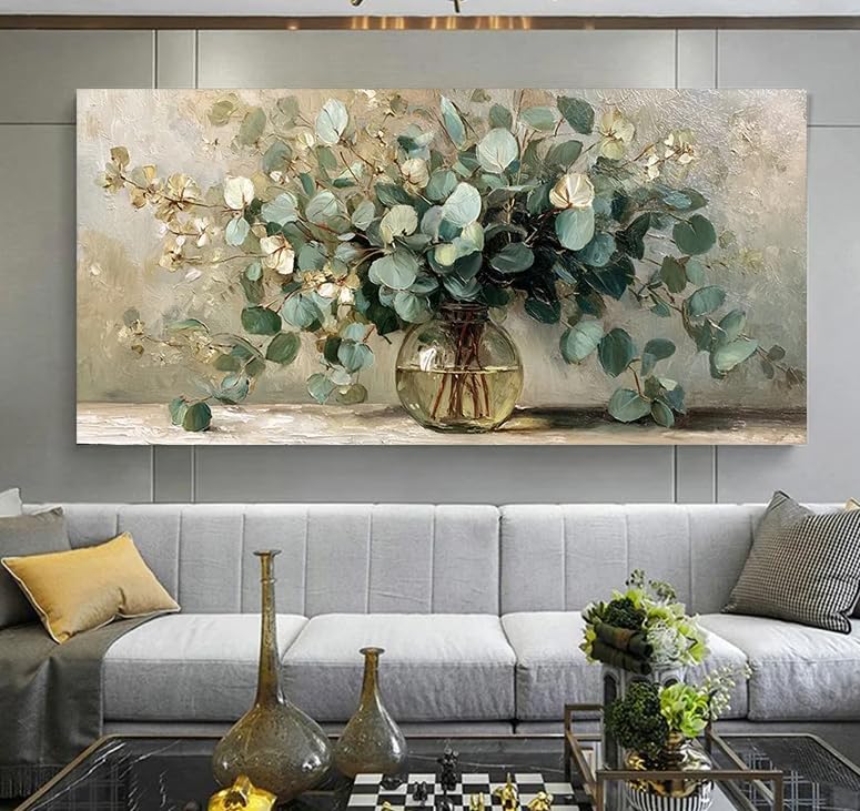 JSYWSM Jarrón de cristal con ramas, póster abstracto sobre lienzo, lámina botánica moderna de gran tamaño para decoración de pared del salón (80x160cm/sin marco)