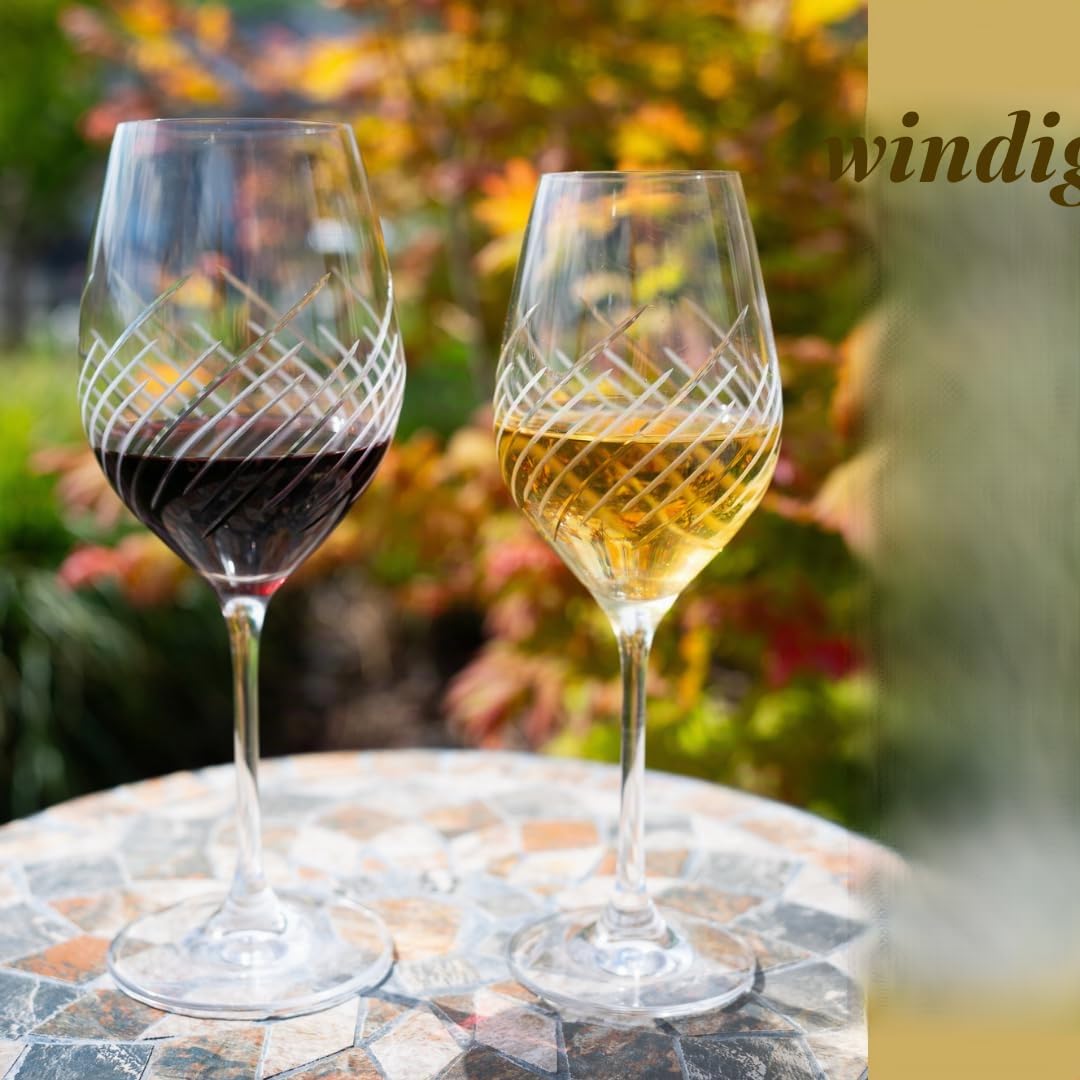4er-Set Weingläser Windy, Weißweingläser 360 ml, Poliertes und mattes handgeschliffenes Kollektion Cristallin Glas (360ml)