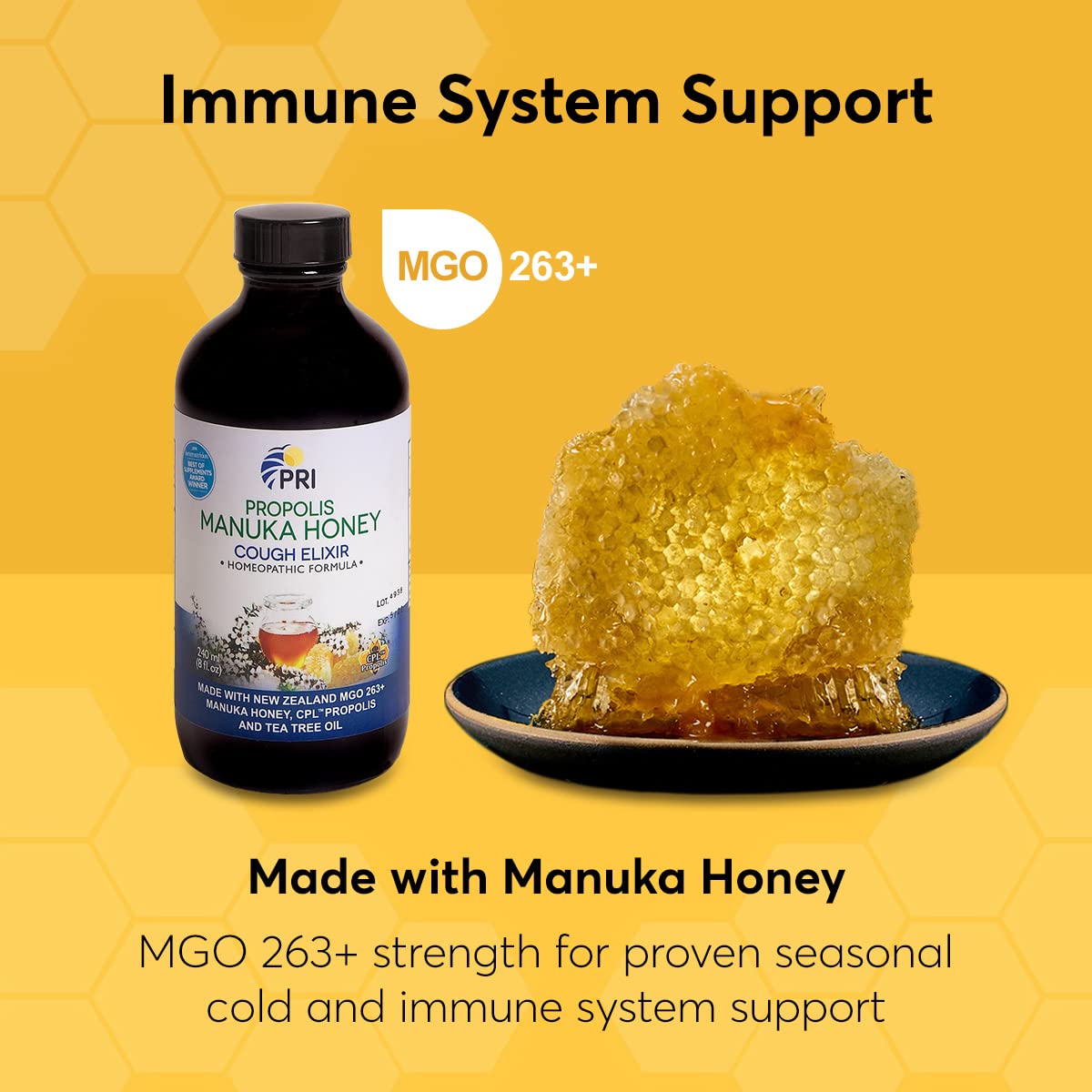 Buy PRI Natural Dry Cough Syrup with Manuka Honey, Propolis, Tea Tree Oil and Vitamin C Sore