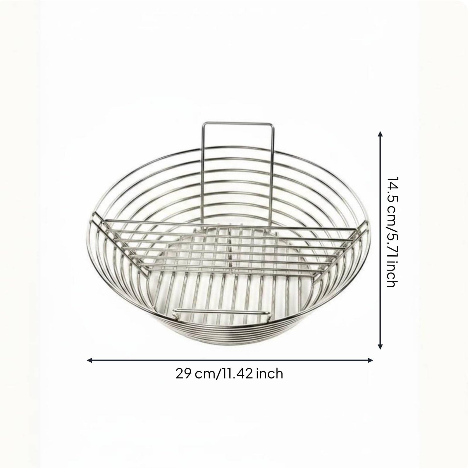 Carbone Barbecue Cestino Bricchette Contenitore Carbone Supporto Griglia in Acciaio Inox con Divisorio per Ventilazione Uniforme E Gestione Calore, Per Forni Da 19 Pollici