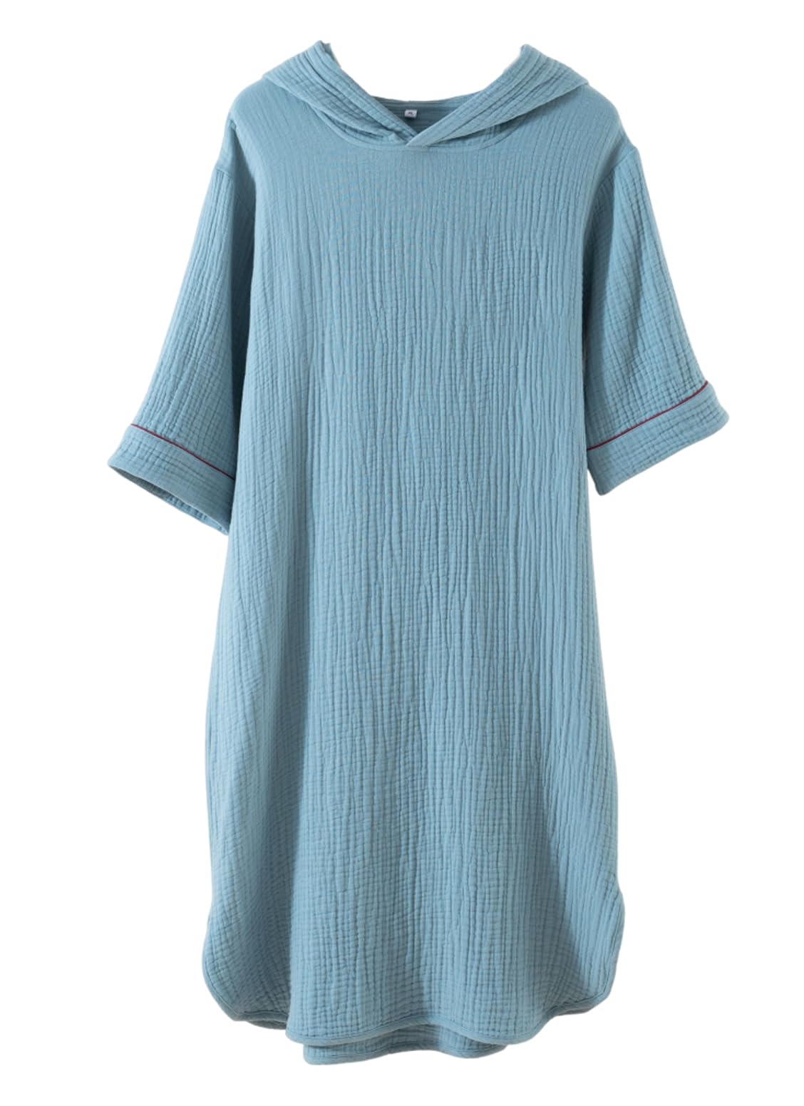 Damski szlafrok z kapturem z czterowarstwowej gazy bawełnianej – unisex, narzutka plażowa, lekka bielizna nocna o luźnym kroju,Blue,3XL