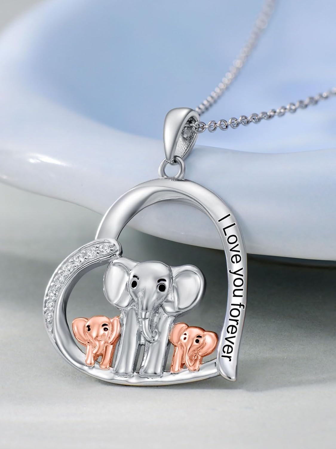 Mom Necklace 925 Sterling Silver Mama Elephant/Sloth/Wolf/Bear Pendant Necklace with 1-5 Cubs Mothers Day Gifts Jewelry for Women - Image 2