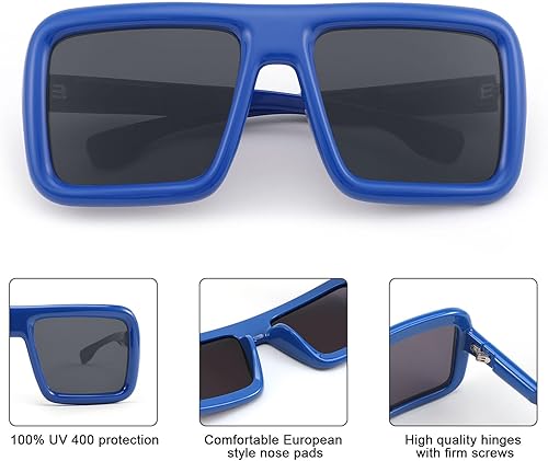 Miniatura 4 de Karsaer Vision - Gafas de sol grandes y gruesas con marco cuadrado para mujeres y hombres, estilo retro de los años 90, lentes de sol vintage a la