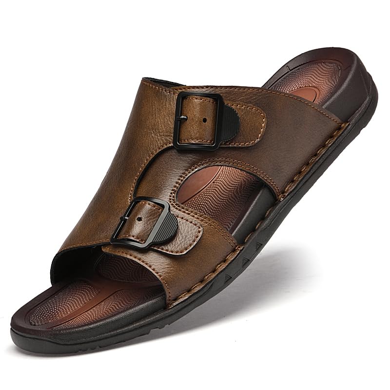 Mens Slide Sandals Casual Slip On Beach Sandals Durable Non-Slip Sole Adjustable Strap for Summer