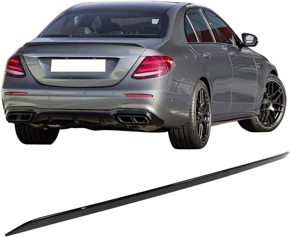 IKON MOTORSPORTS, Trunk Spoiler Compatible with 2017-2023 Mercedes-Benz E Class W213 Sedan 4-Door, AMG Style Painted #040 Black ABS Rear Wing