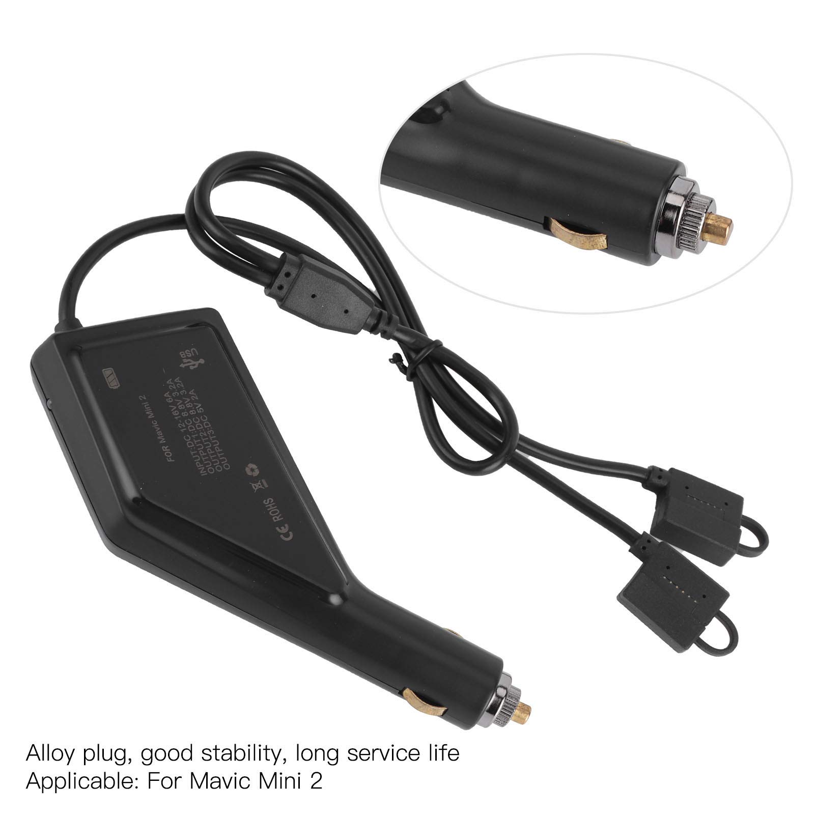 Cargador de batería USB para dron de coche, carga dual para Mini 2, accesorio de viaje, ligero, color negro