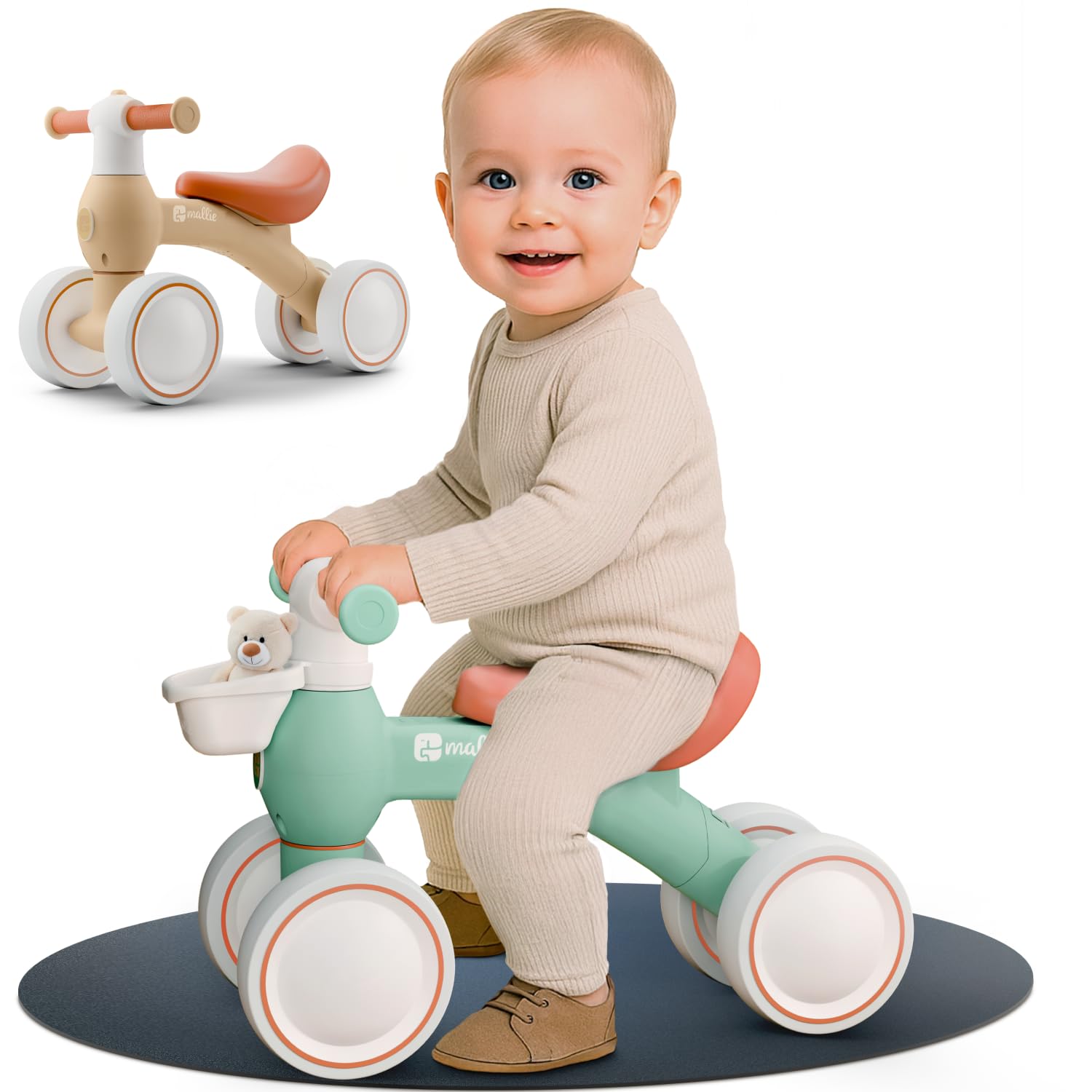Mallie® Bicicletta Senza Pedali per 1 Anno con cestino - Balance Bike, Regalo Bambino 1 Anno, Bici Senza Pedali 2 Anni, Regalo Bimbo, Regalo Bambina