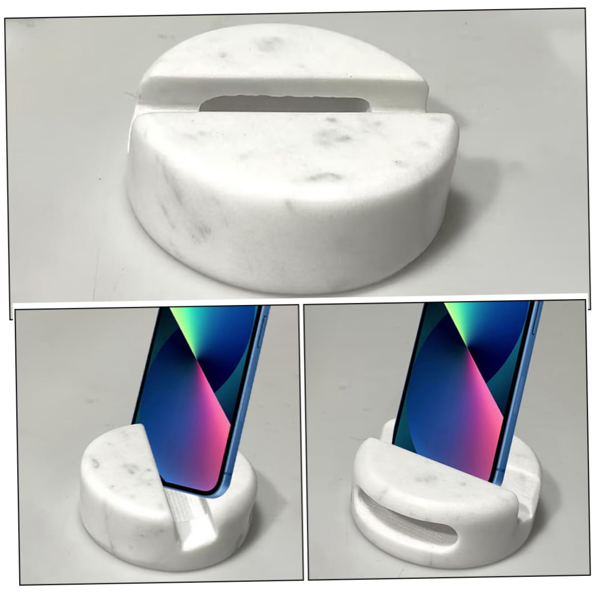 KOMBIUDA Soporte de Teléfono de Escritorio de Mármol Móvil y Tableta Base Estable de Mármol Natural Color