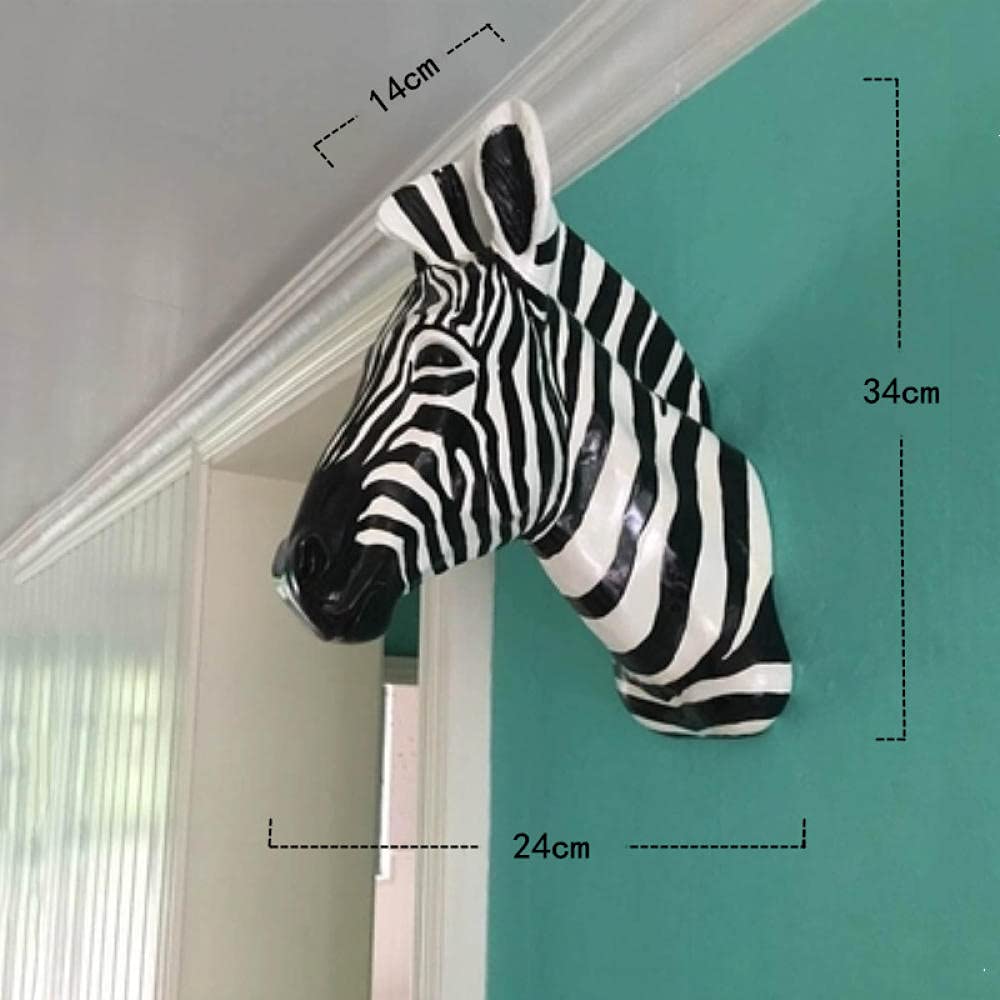 YQLKD Décor Sculpturedécoration Murale Animal Tête De Zèbre Résine Statue Décoration Figurines