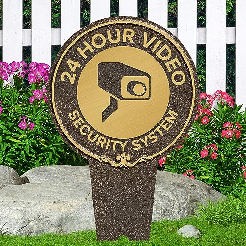 Image of 24-Hour, Video Security System Sign, 11x21, Heavy Duty Integrated Ground Stakes, Indoor /Outdoor Use, Rust Free Aluminum Composite, Made in USA by My Sign center