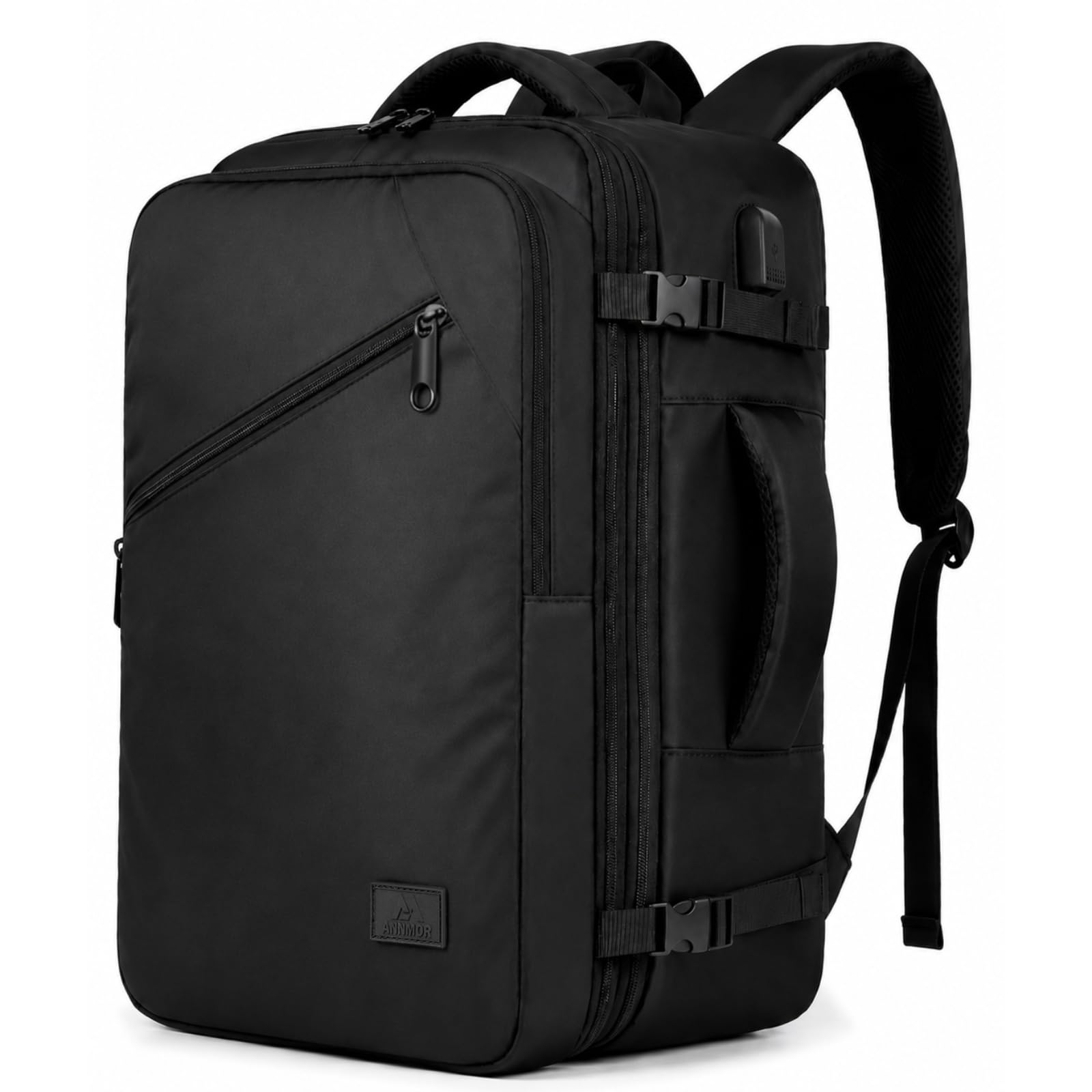 Sac a Dos Voyage Cabine Avion, 24L Sac a Dos Cabine Avion 40x30x20, Extensible jusqu'à 30L Conforme Air France, Ryanair, Compartiment Ordinateur 15,6 Pouces & Port USB Pour Voyages - Noir