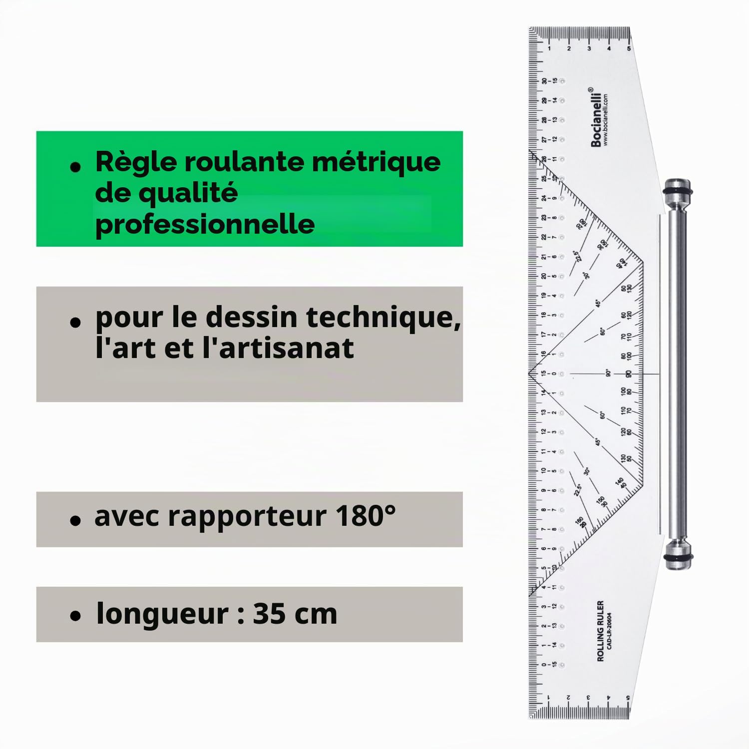 Règle Roulante 35 cm - Règle Parallèle Roulante - de Architecte Roulement Industriel Navigation Technique