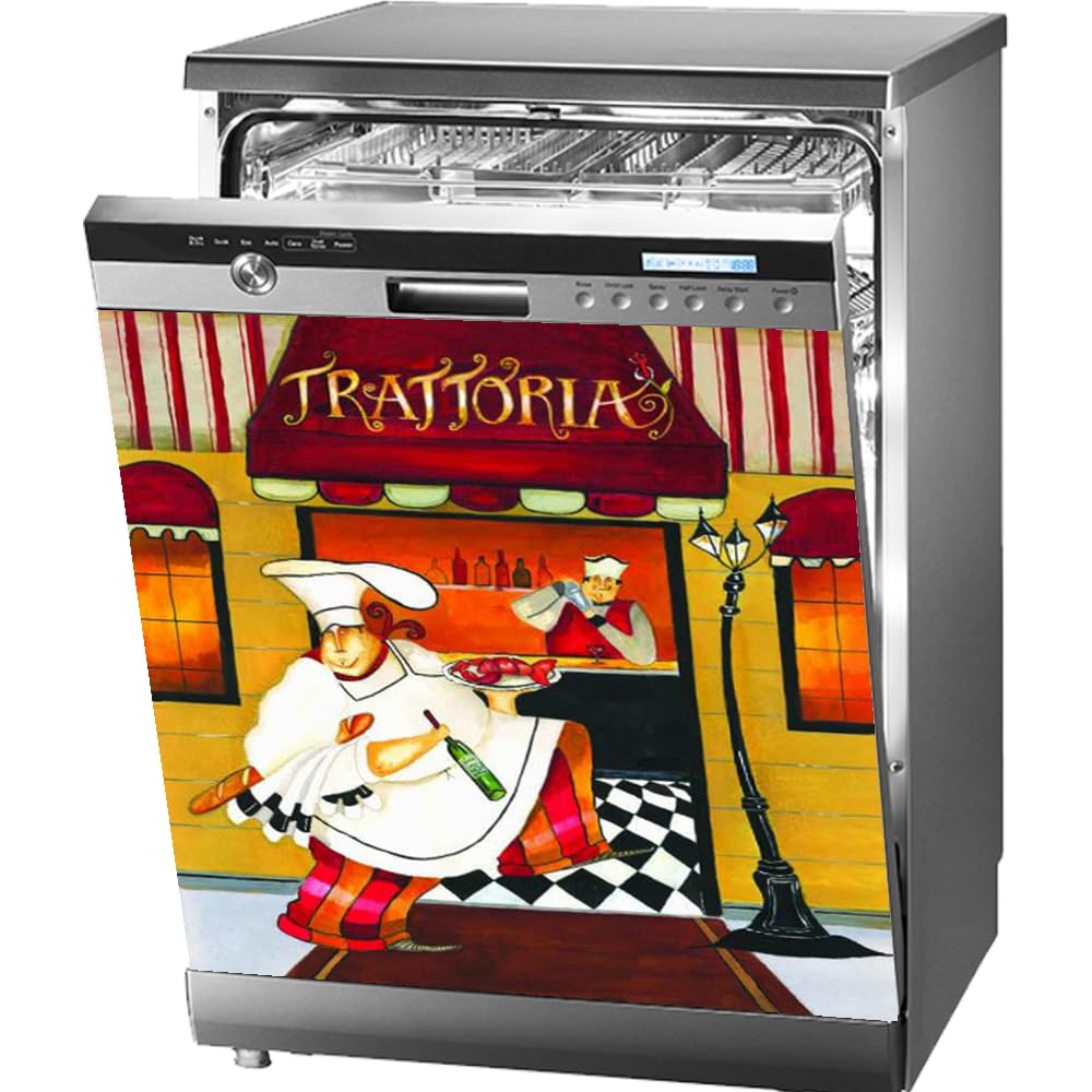 Appliance Art | Jennifer Garant | Famous Paintings Magnetic Dishwasher Front Door Cover Sheet | Kitchen Décor | Vinyl Decal Instant Update | Trim Reusable | Cleanable | 23.5” x 26” | Chef at Trattoria
