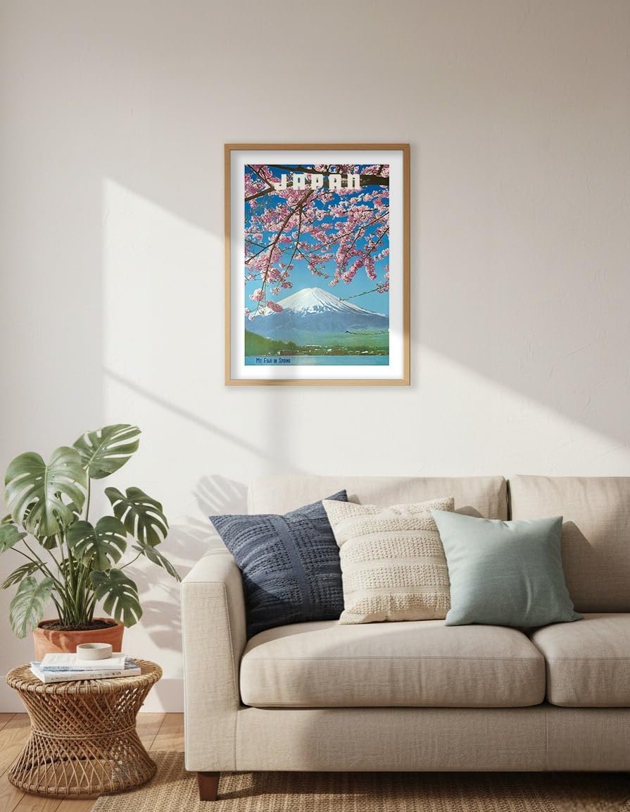 Amazon.co.jp: 日本 - 富士山の春 - 桜の花 - ビンテージな世界旅行の