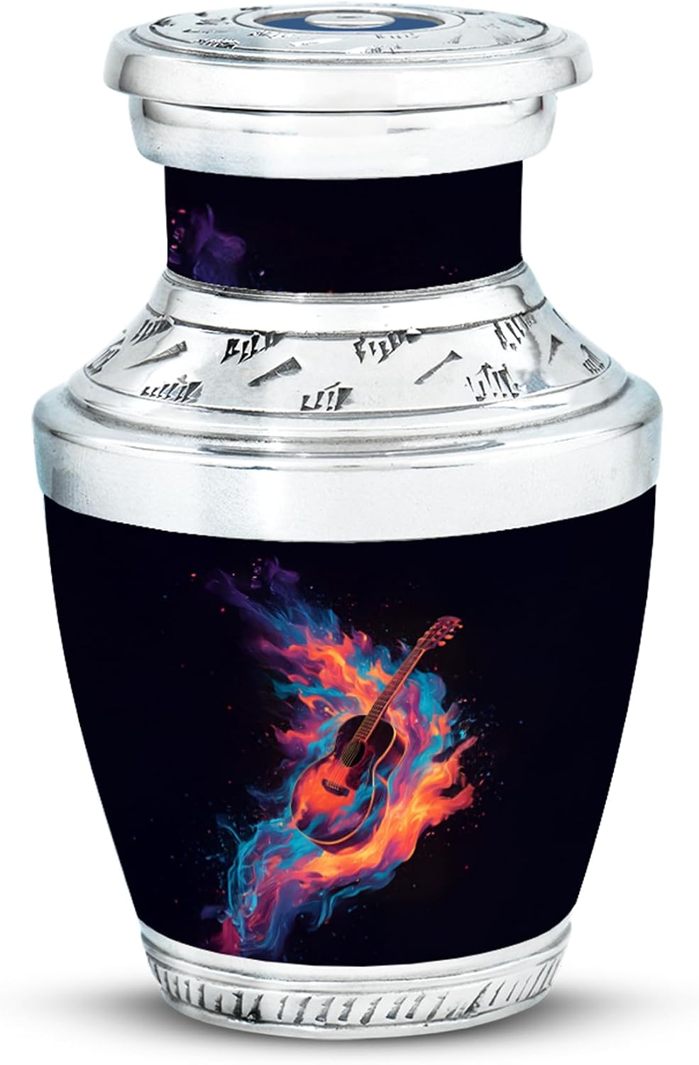 Guitar Cremation Urns for Women & Men – Combo of 4 with Large 10 Inch Funeral Memorial Fairy House Urn for Adult Male & Female 3 Inch Mini