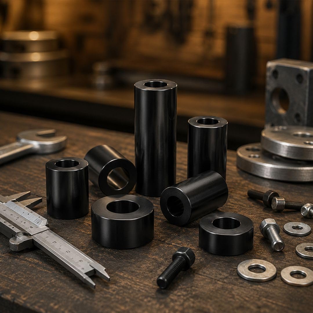 Black Aluminum Spacers - 1/2" OD, 1/4" ID (10 Pack) -6
