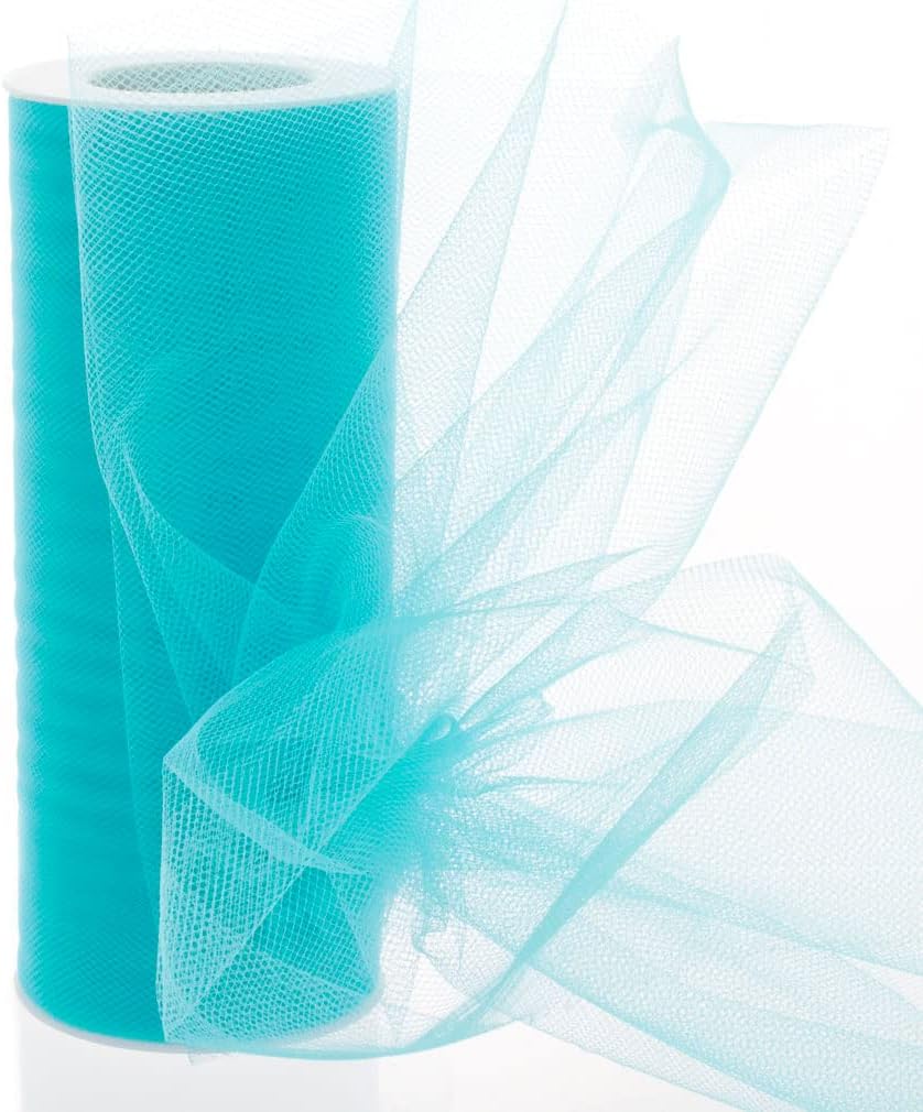 6" Tulle Fabric Roll Premium Craft mesh for Wedding Decorations Party Favors Gift Wrapping Bows Tutus Floral Arrangements Chair Sashes and DIY Projects Soft Sheer Netting (Turquoise, 25 Yards)