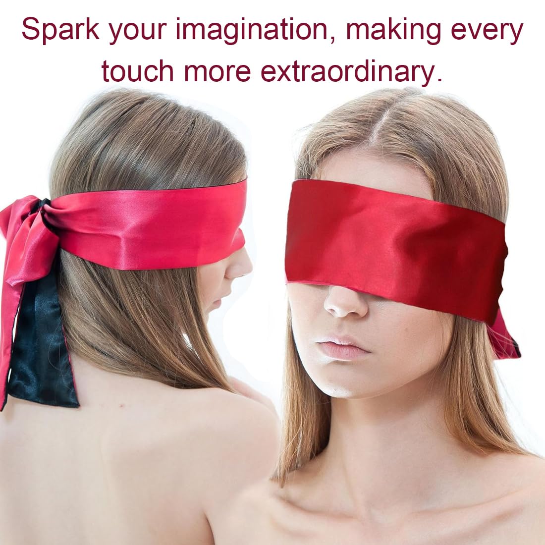 Benda giocattolo sessuale per coppie, maschera per gli occhi, benda giocattolo sessuale fetish, bellissimo regalo erotico per gli occhi, realizzato in raso, maschera per benda bondage, nero e rosso