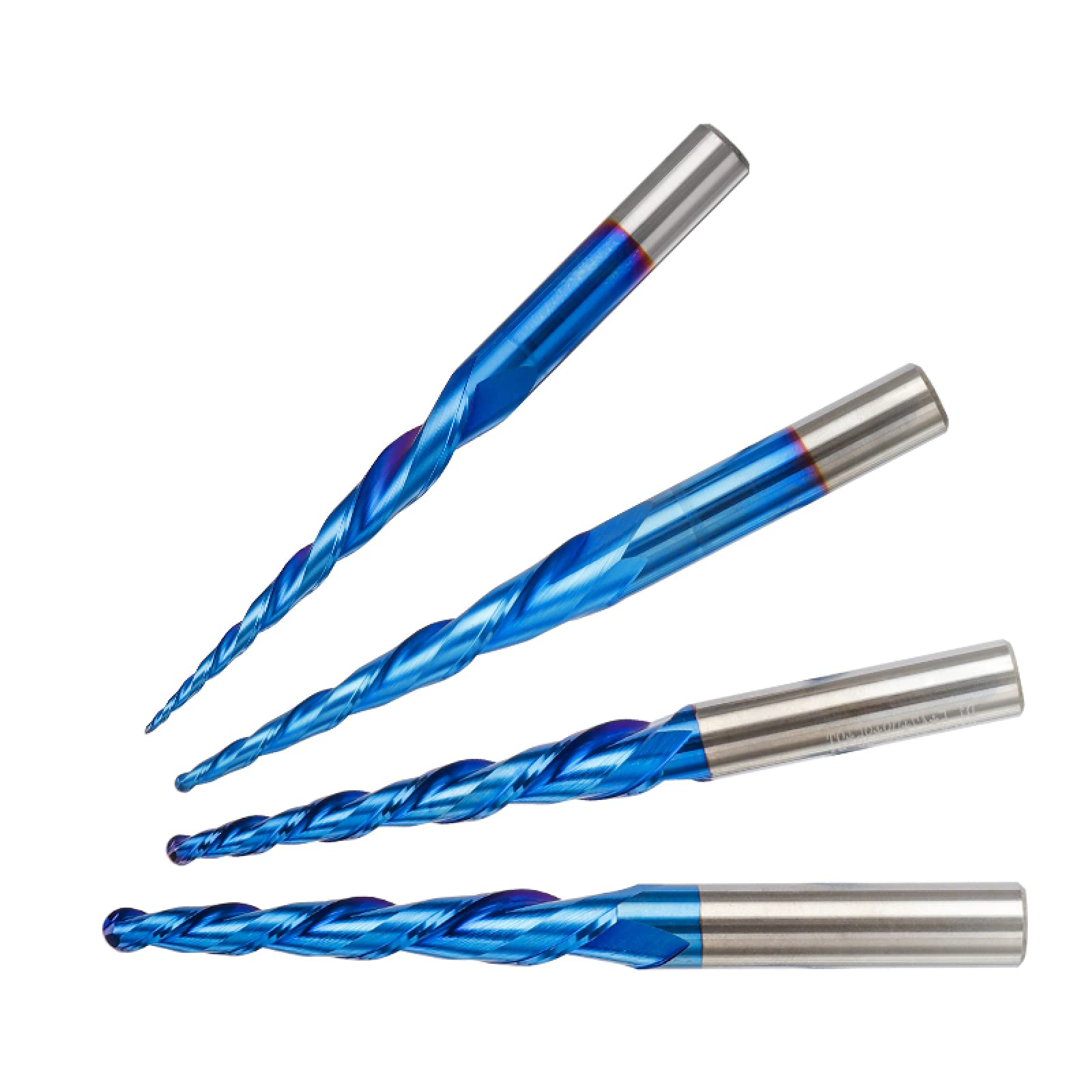 1 Pc Fraises Coniques À Nez Sphérique R0.25-R2.0 Carbure Monobloc CNC Routeur Mord HRC65 Nano Revêtement Bleu Métal Gravure Sur Bois Peu,R1.0x47xD8x85L