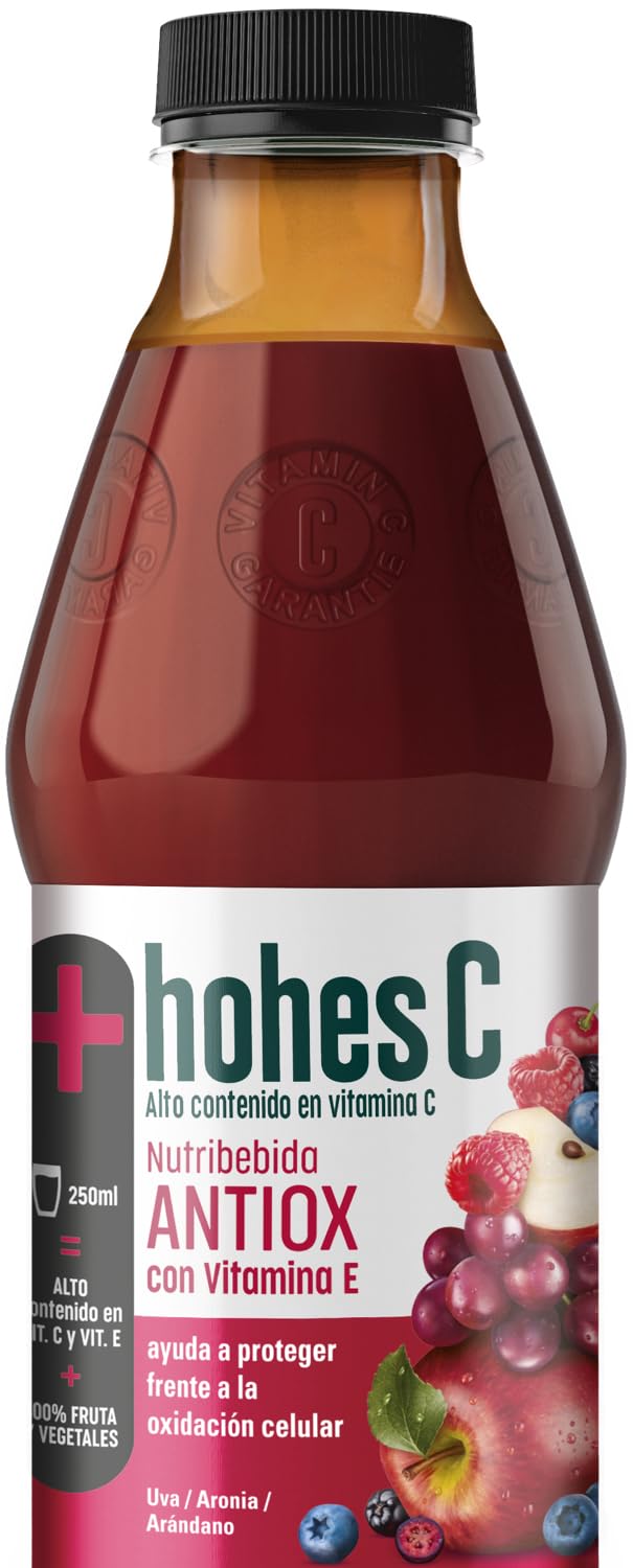 hohes C Nutribebida Antiox con Vitamina E - Zumo de Manzana, Uva, Aronia, Acerola, Arándano, Zanahoria Negra y Limón 100% natural 1L